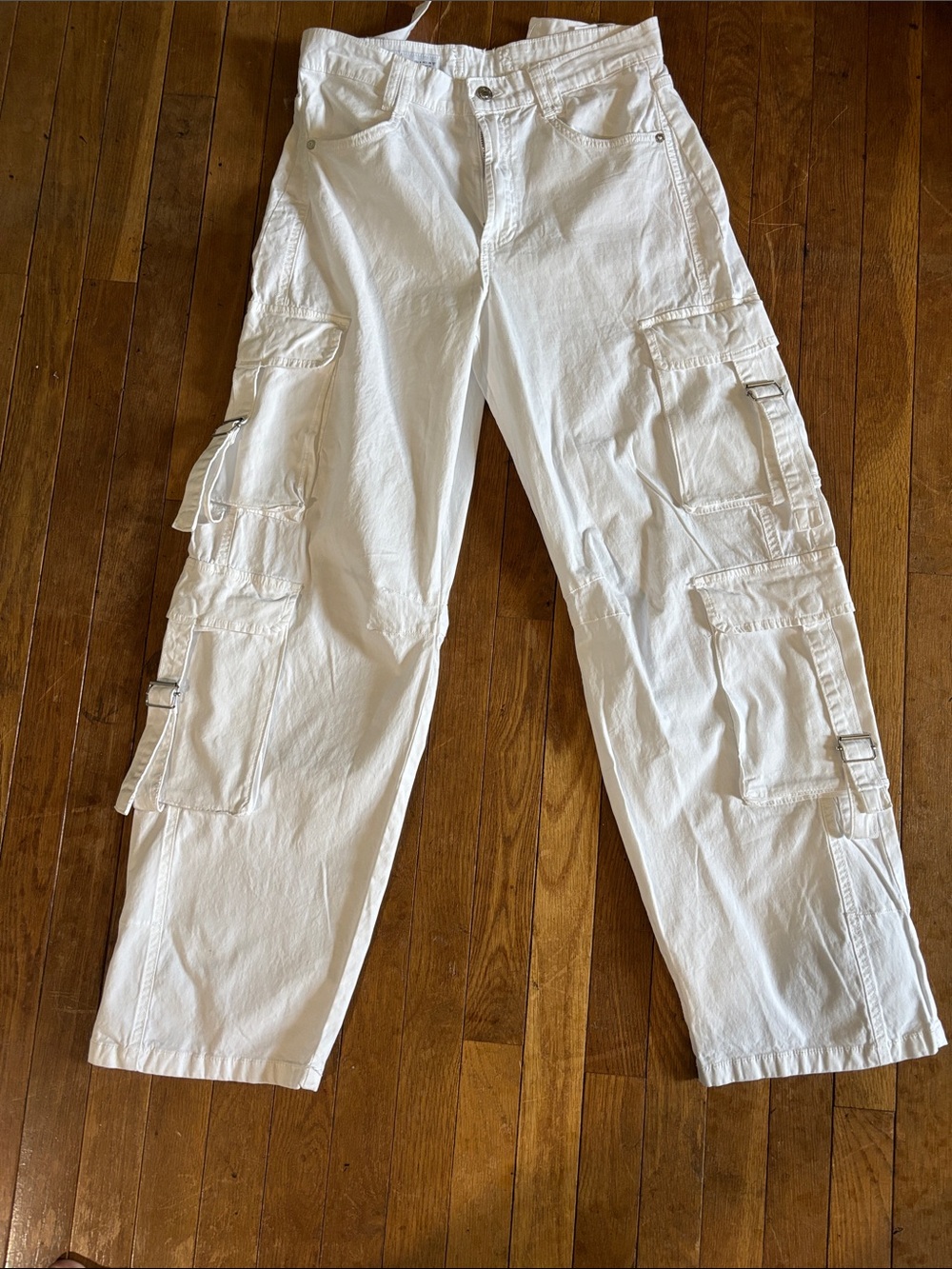 Zara White Cargo Boot-Cut Pants